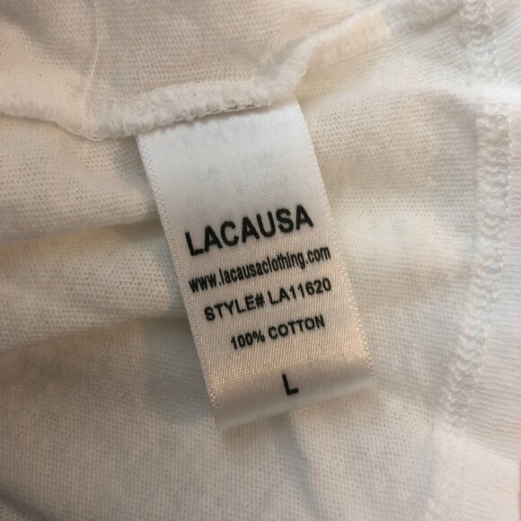 Lacausa Vintage Henley Womens Top Cotton Long Sleeve White Size L - Picture 7 of 7